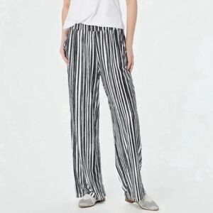 Elizabeth&Clarke Black Stripe Pull-On Wide Leg Pants, Size S, New in Packaging
